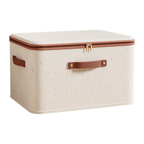 Boîte de rangement en coton et lin avec couvercle