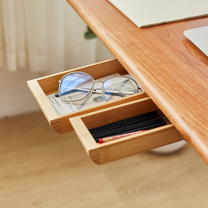 Tiroir de rangement sous bureau en bambou