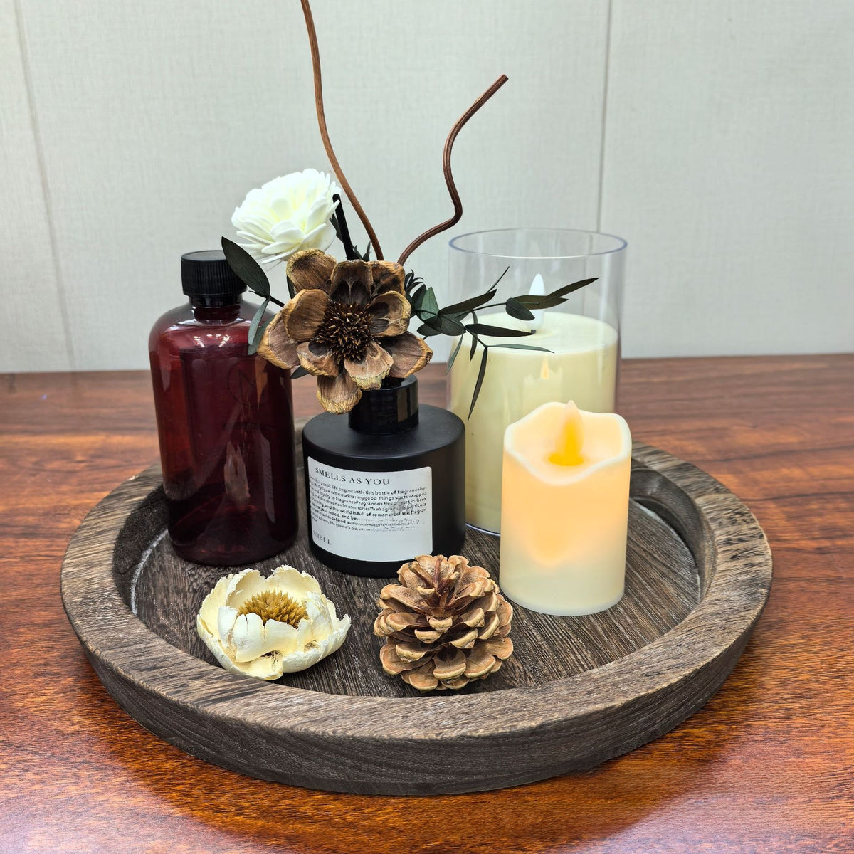 Plateau en bois brûlé