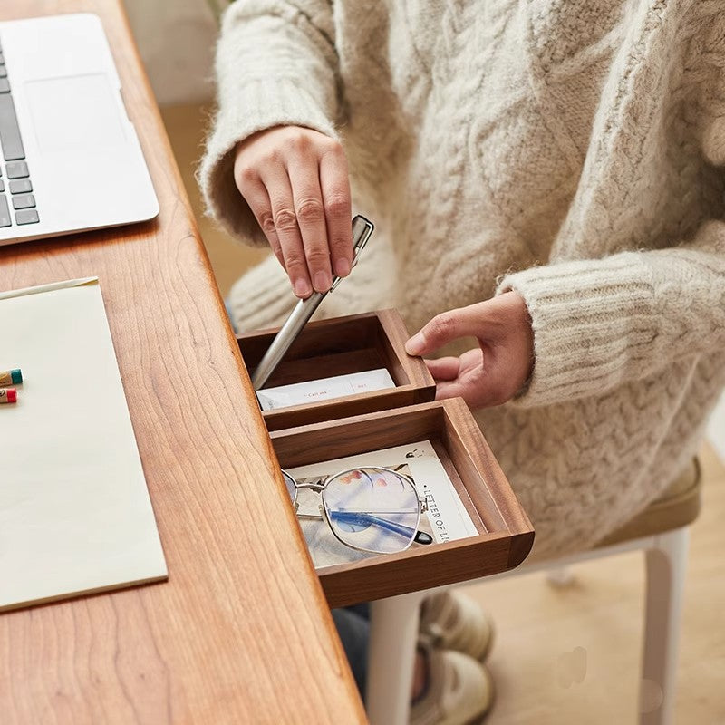 Tiroir de rangement sous bureau en bambou