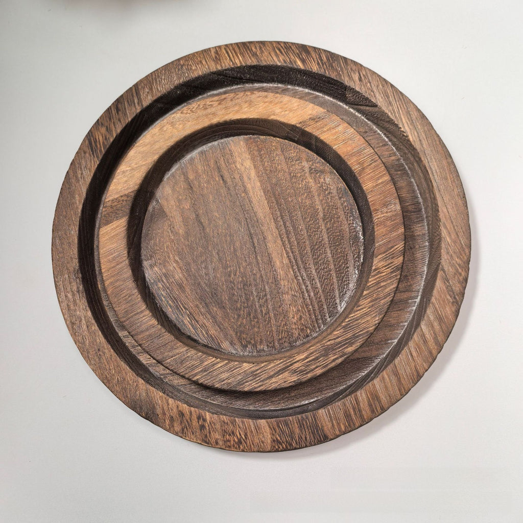 Plateau en bois brûlé