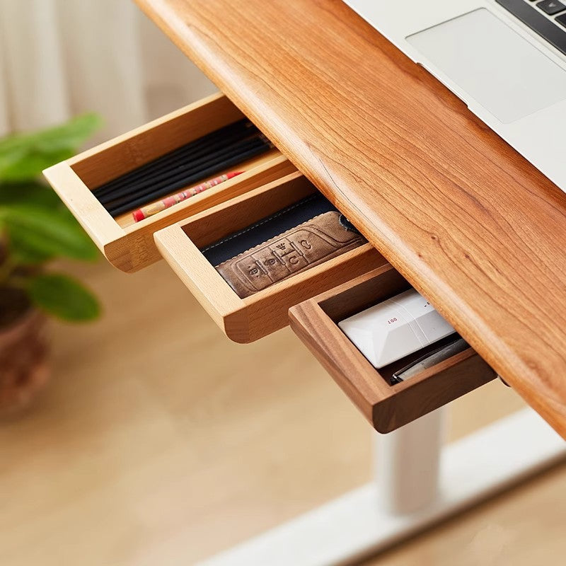 Tiroir de rangement sous bureau en bambou