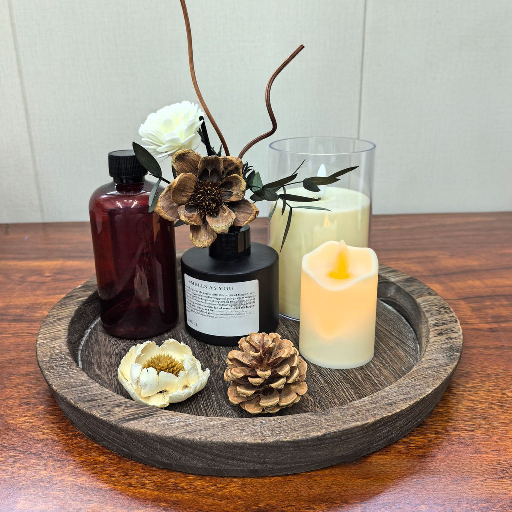 Plateau en bois brûlé