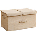 Boîte de rangement à double compartiment en coton et lin
