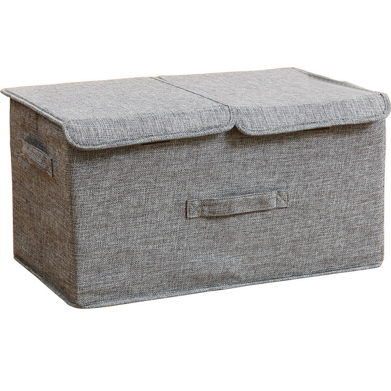 Boîte de rangement à double compartiment en coton et lin