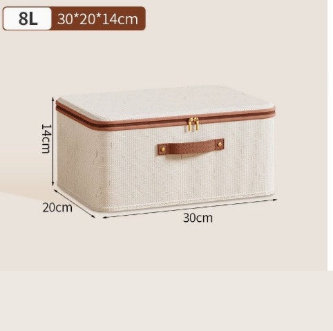 Boîte de rangement en coton et lin avec couvercle – Petite – 30 × 20 × 14 cm