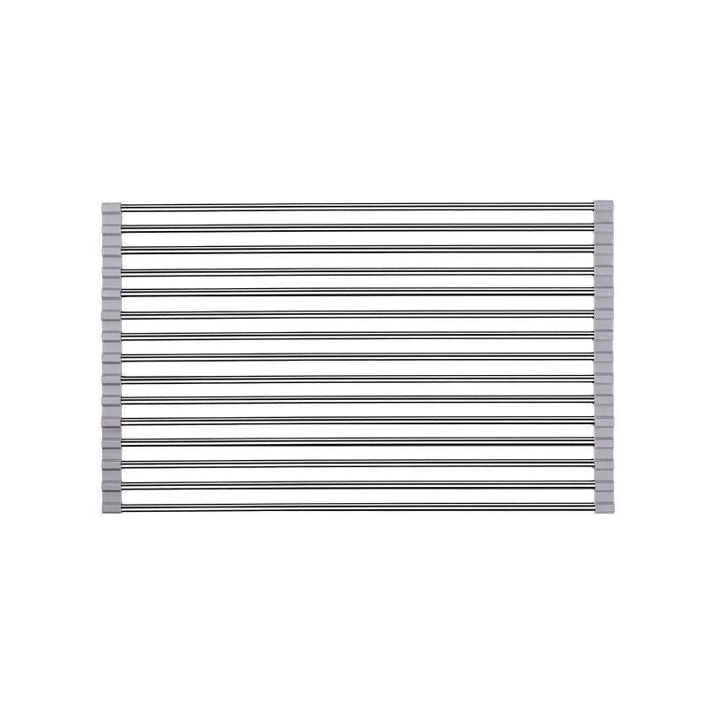 Égouttoir d'évier enroulable 47 × 30 cm, 15 tubes en inox