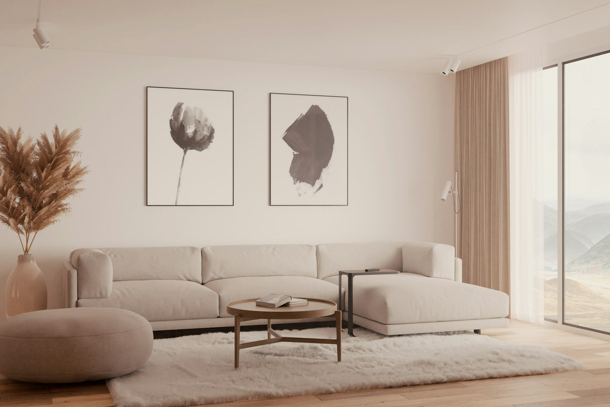 Salon contemporain aux tons beiges