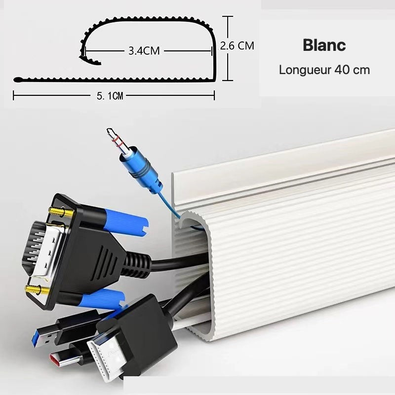 Goulotte range-câbles adhésive 40 cm – Blanc / 40 cm