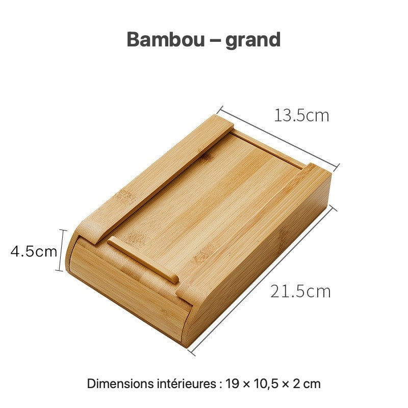 Tiroir de rangement sous bureau en bambou – Grand – 24 × 15 × 5,5 cm